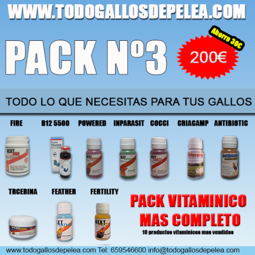 PACK Nº3 El pack vitaminico mas completo para tus gallos de pelea