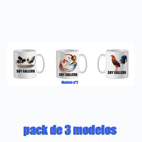 Tazas gallos de pelea – Pack 3 modelos